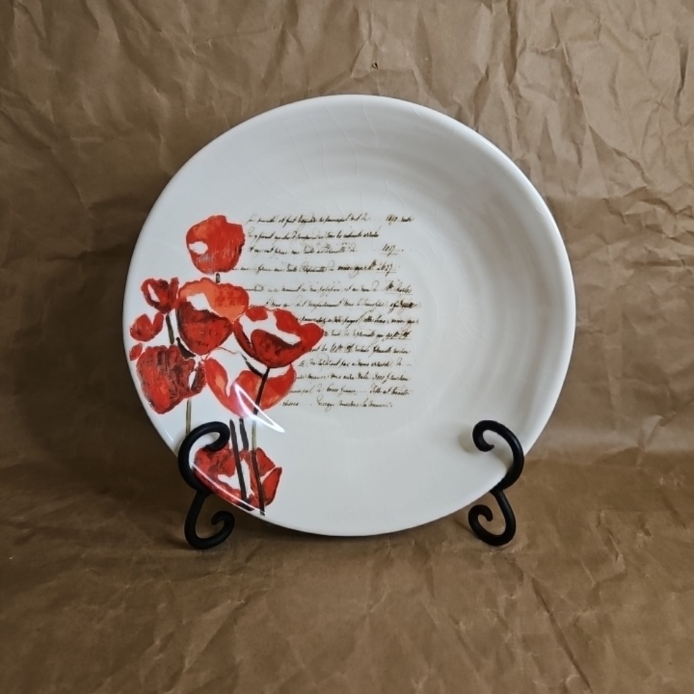 Ceramica Cuore Poppy Flowers 9" Round Pasta Bowl Made In Italy